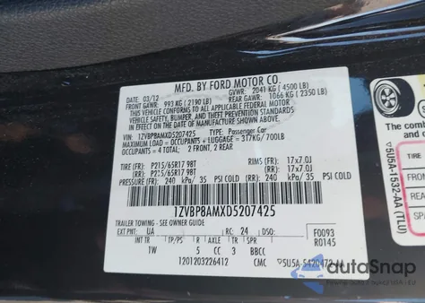 2013 Ford Mustang V6 from USA, damaged, VIN 1ZVBP8AMXD5207425